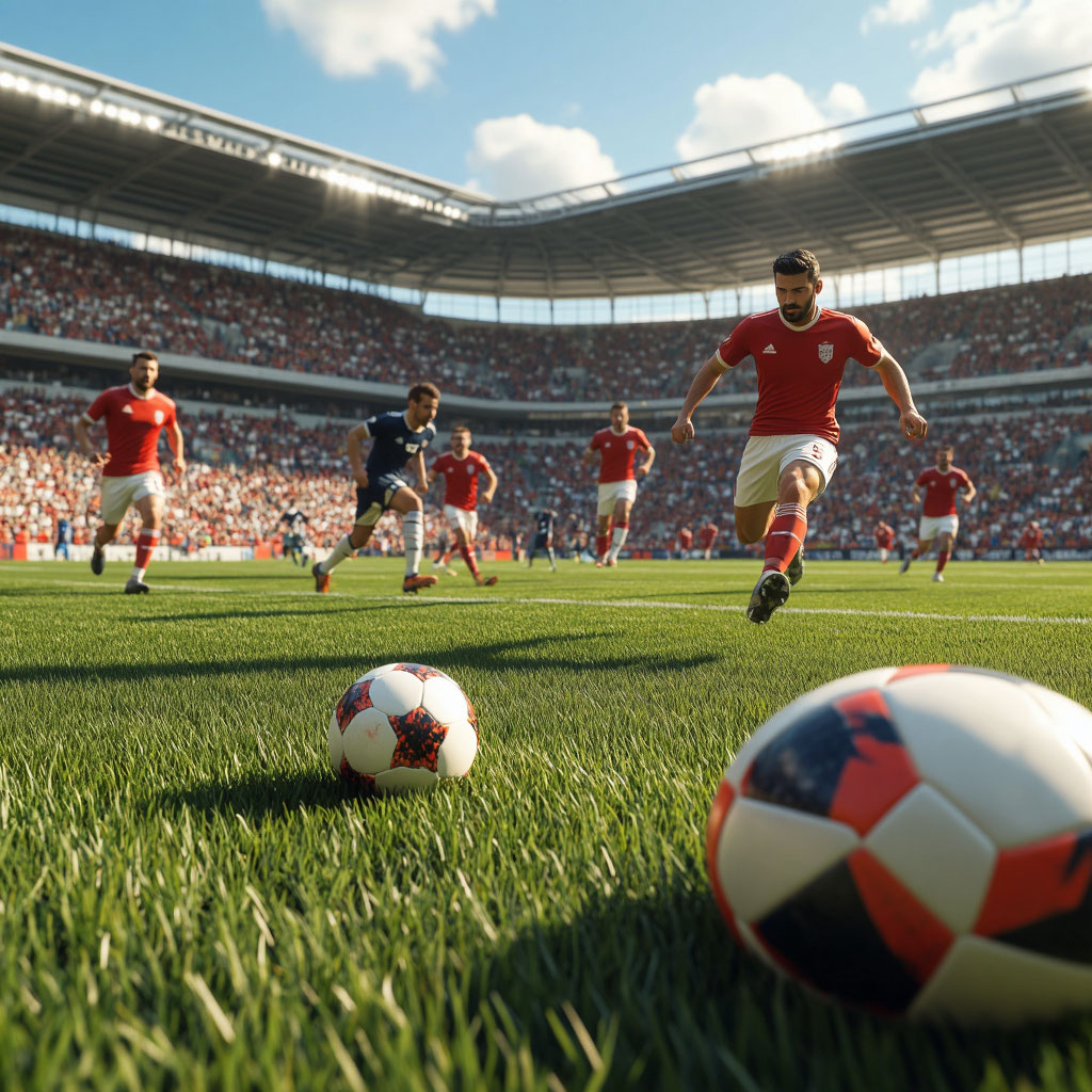 Football action on field